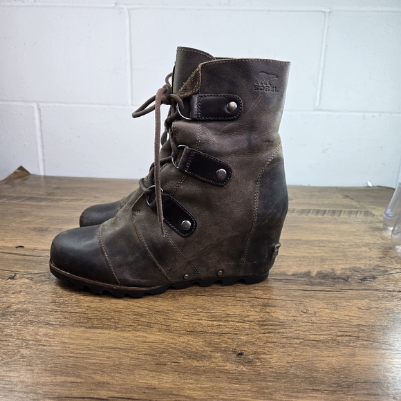 Sorel Joan Of Artic Wedge Mid Patina Brown Boots - Picture 8 of 12